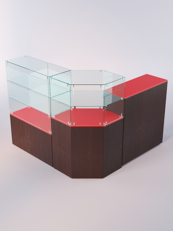 Комплект прилавков ЛОРНЕТ №9, Дуб Венге + Красный