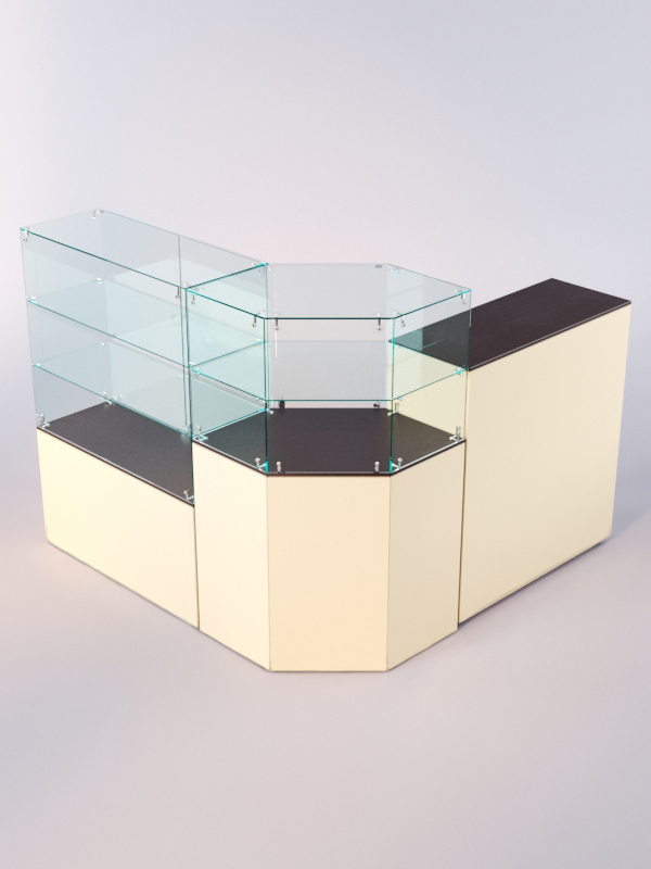 Комплект прилавков ЛОРНЕТ №9, Крем Вайс + Дуб Венге