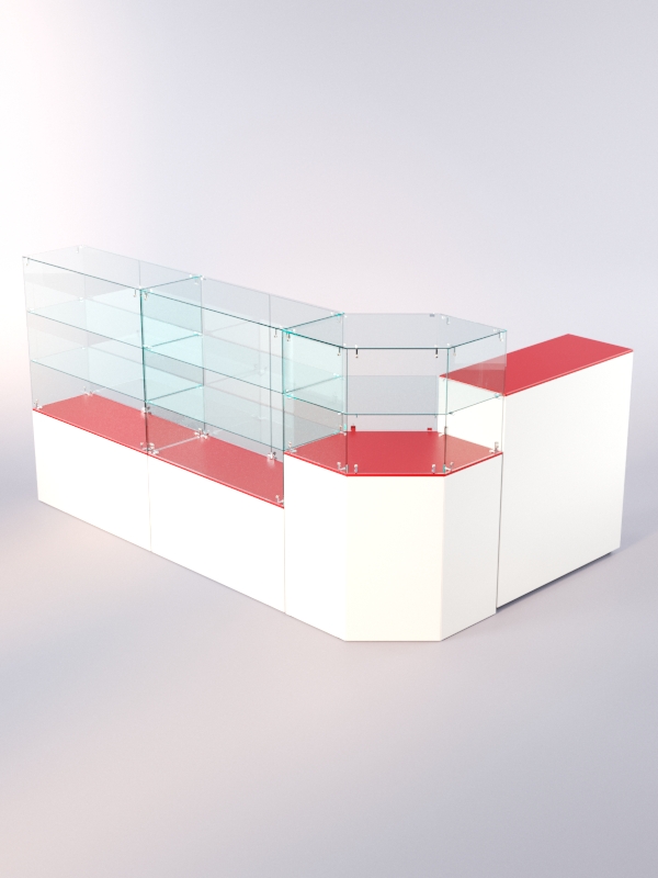 Комплект прилавков ЛОРНЕТ №10, Белый + красный