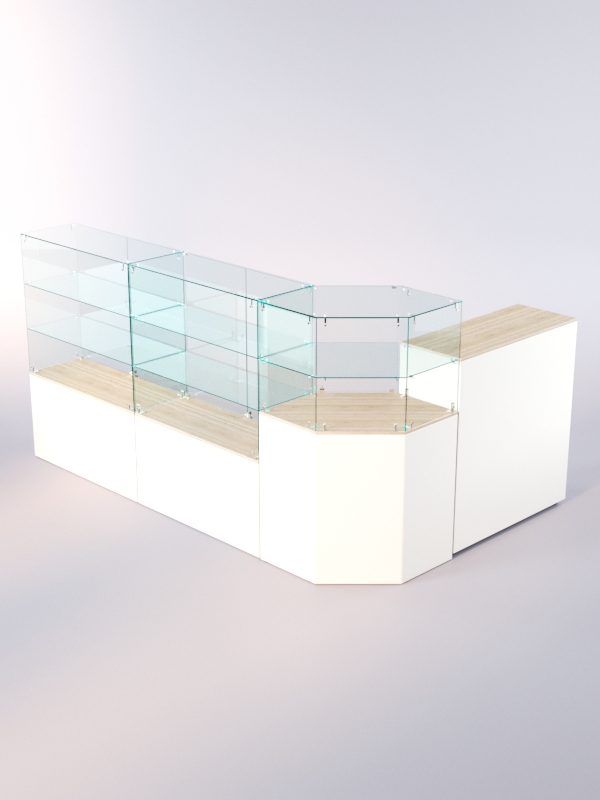 Комплект прилавков ЛОРНЕТ №10, Белый + Дуб Сонома