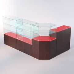 Комплект прилавков ЛОРНЕТ №10, Дуб Венге + Красный