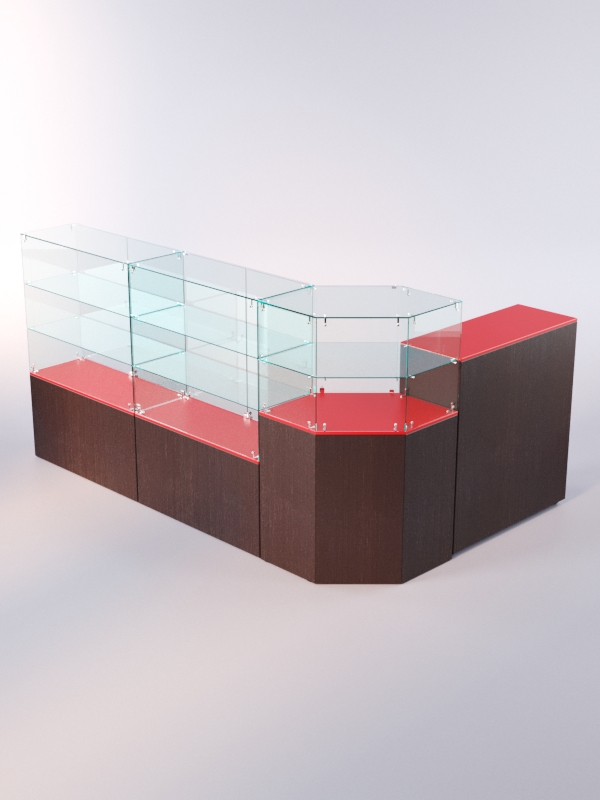 Комплект прилавков ЛОРНЕТ №10, Дуб Венге + Красный