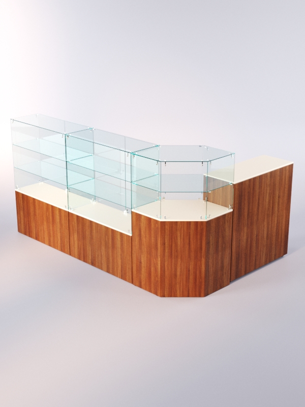 Комплект прилавков ЛОРНЕТ №10, Орех + Крем Вайс