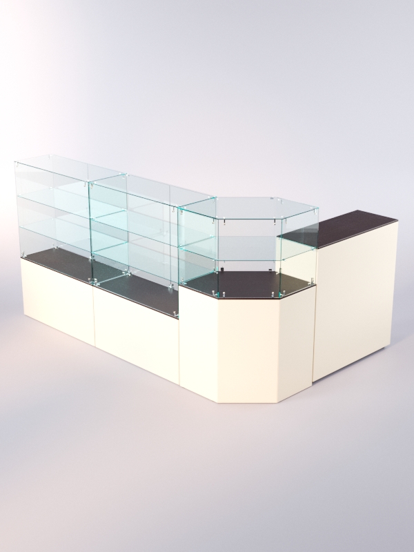 Комплект прилавков ЛОРНЕТ №10, Крем Вайс + Дуб Венге