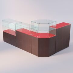 Комплект прилавков ЛОРНЕТ №11, Дуб Венге + Красный