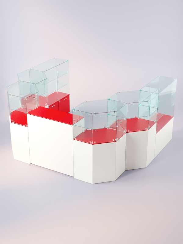 Комплект прилавков ЛОРНЕТ №12, Белый + красный