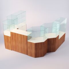 Комплект прилавков ЛОРНЕТ №12, Орех + Крем Вайс