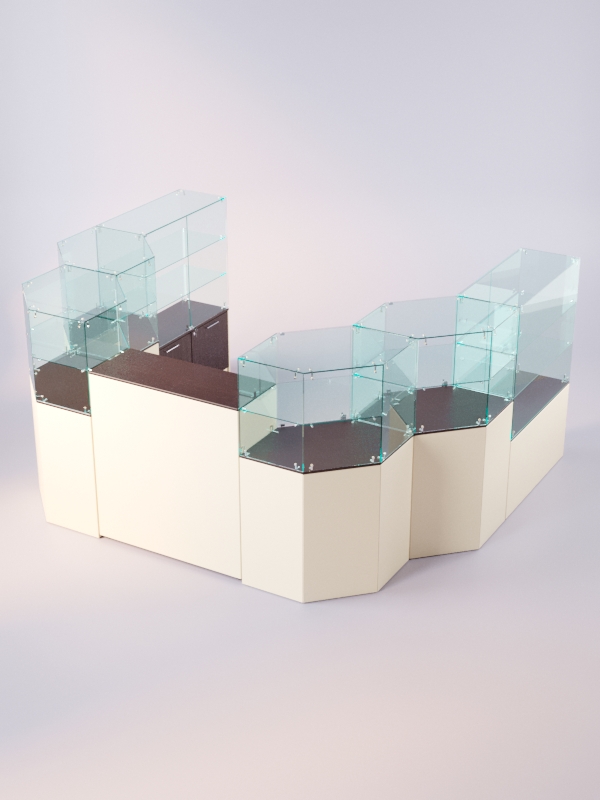 Комплект прилавков ЛОРНЕТ №12, Крем Вайс + Дуб Венге