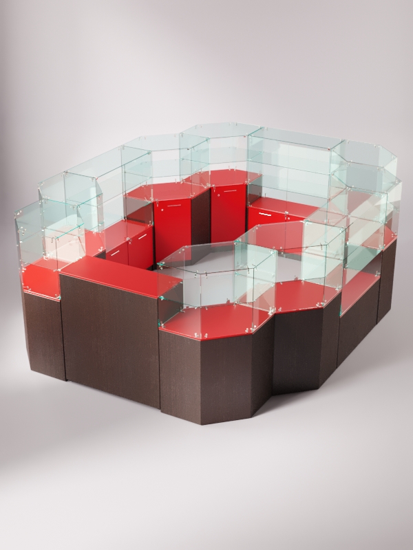 Комплект прилавков ЛОРНЕТ №13, Дуб Венге + Красный