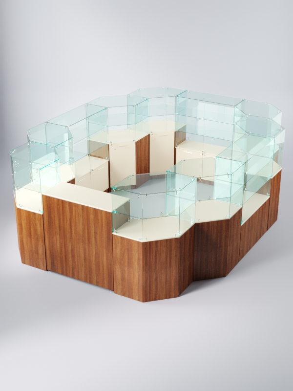 Комплект прилавков ЛОРНЕТ №13, Орех + Крем Вайс