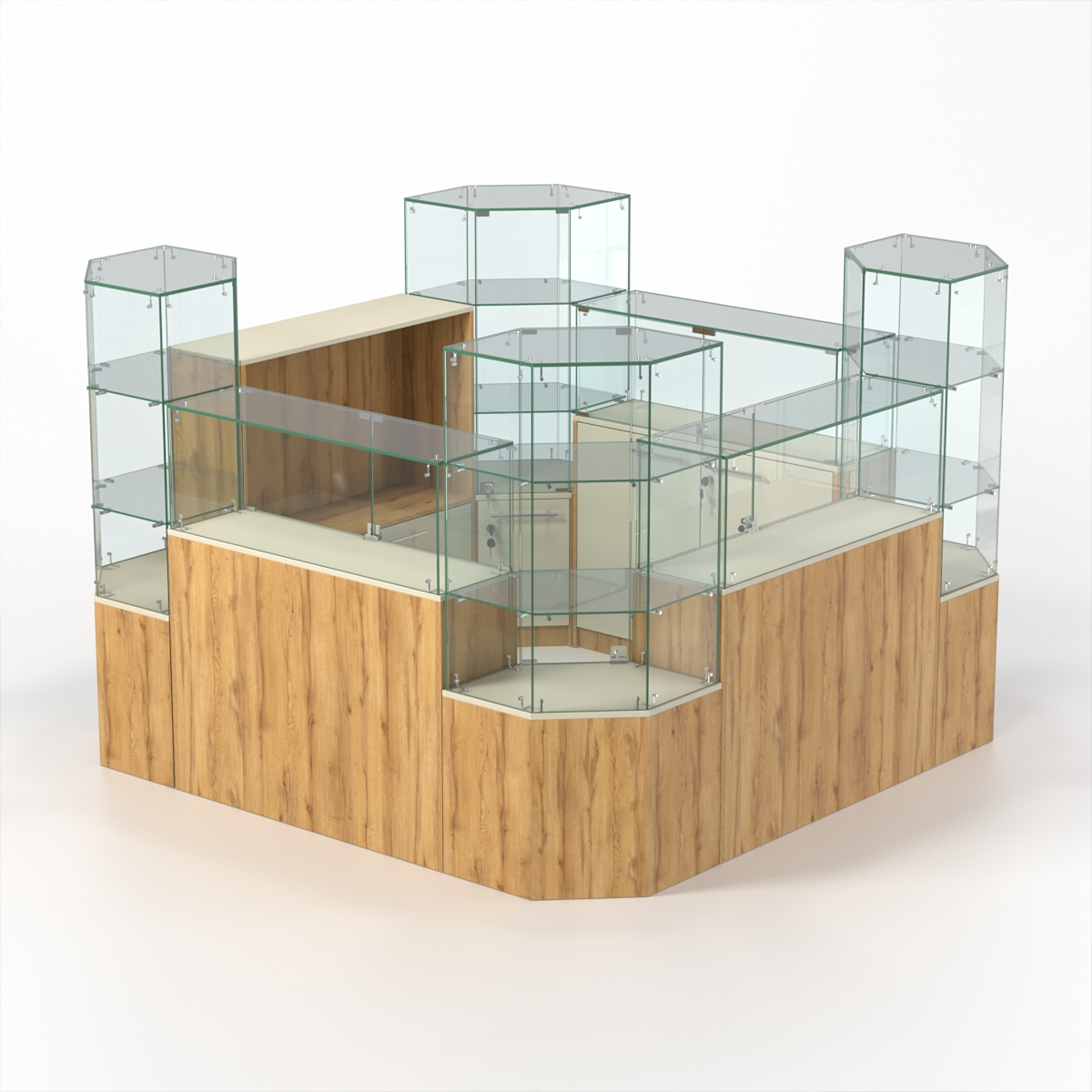 Комплект прилавков КОДИ №2, Дуб Золотистый и Крем Вайс