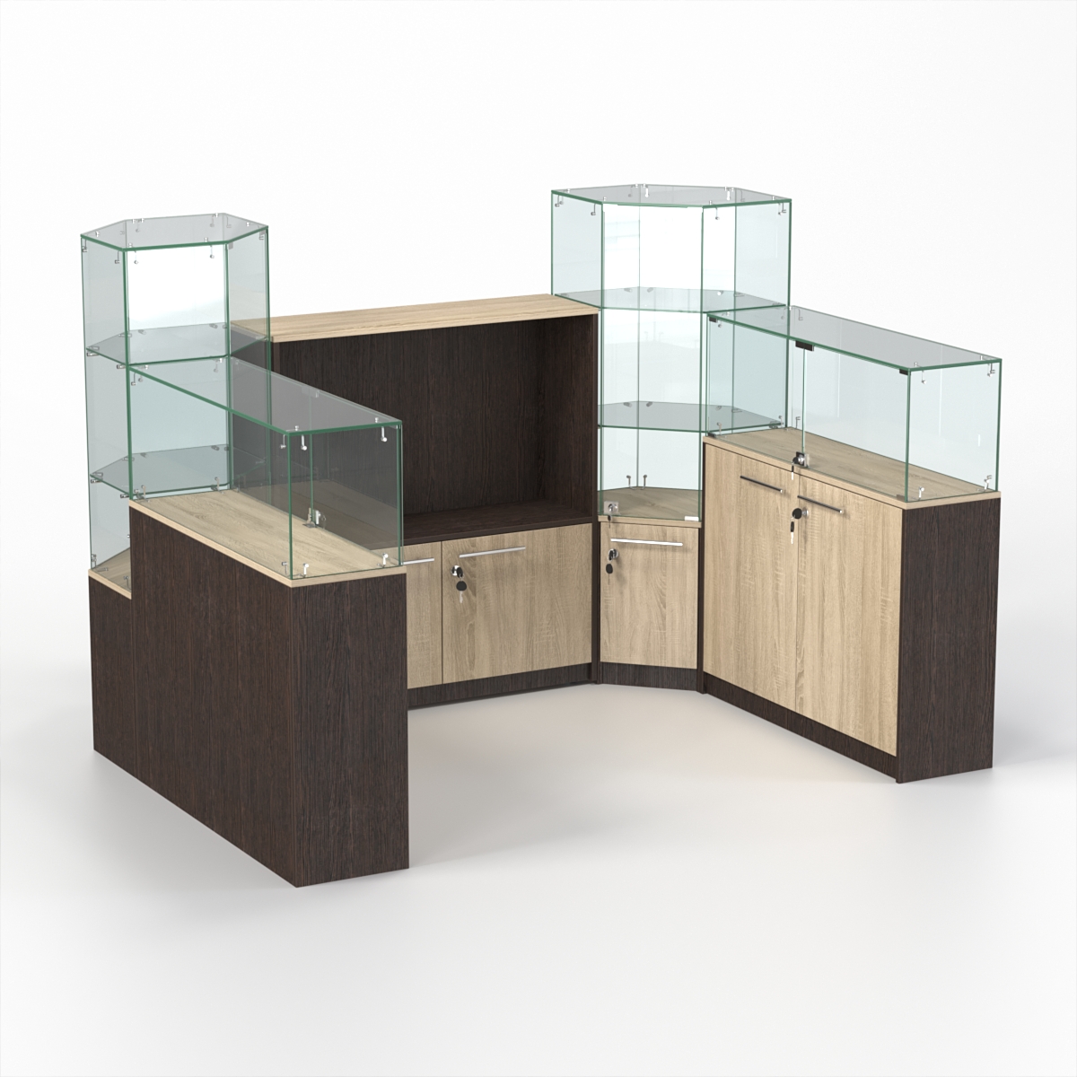 Комплект прилавков КОДИ №3, Дуб Венге и Дуб Сонома