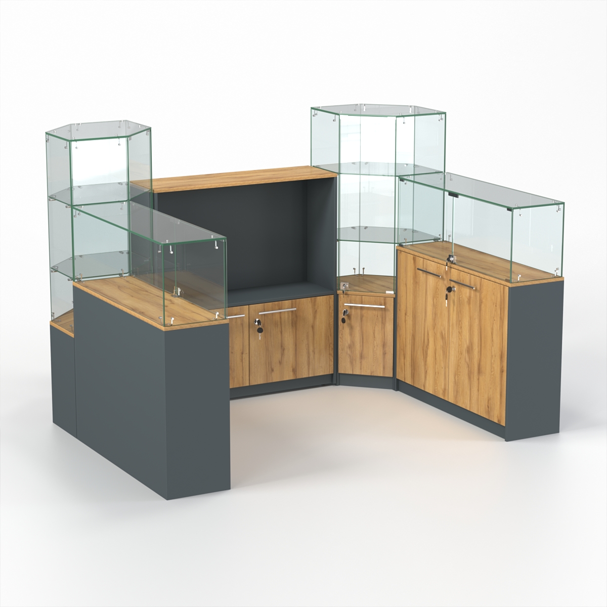 Комплект прилавков КОДИ №3, Темно-серый и Дуб Золотистый