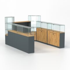 Комплект прилавков КОДИ №4, Темно-серый и Дуб Золотистый