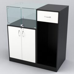 Прилавок РИВОЛИ №6 кассовый, Черный и Белый