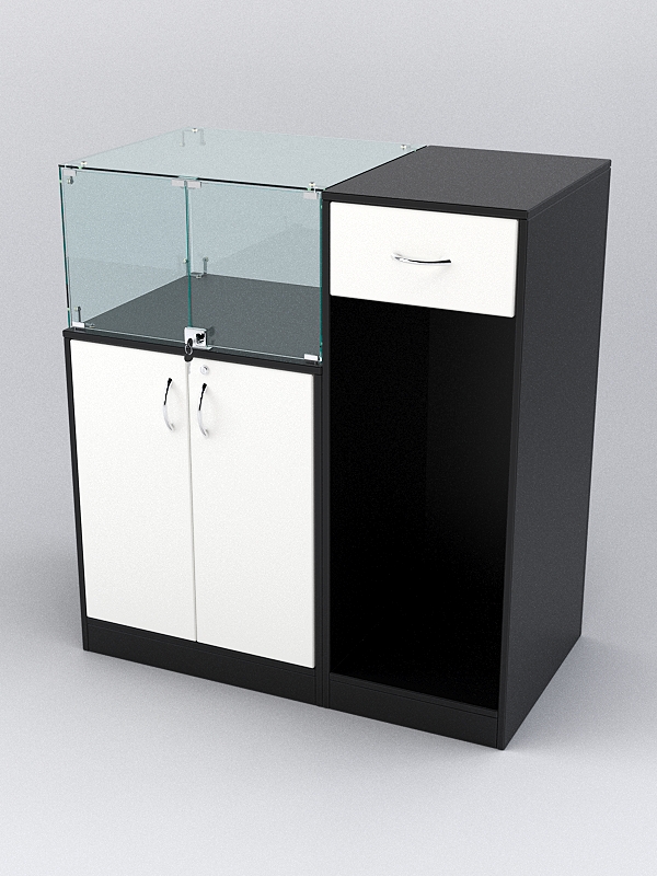 Прилавок РИВОЛИ №6 кассовый, Черный и Белый