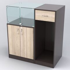 Прилавок РИВОЛИ №6 кассовый, Дуб Венге и Дуб Сонома