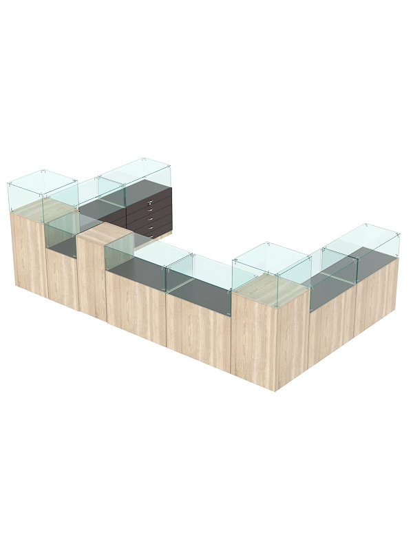 Комплект прилавков РИВОЛИ №4, Дуб Сонома и Дуб Венге