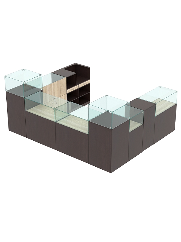 Комплект прилавков РИВОЛИ №5, Дуб Венге и Дуб Сонома