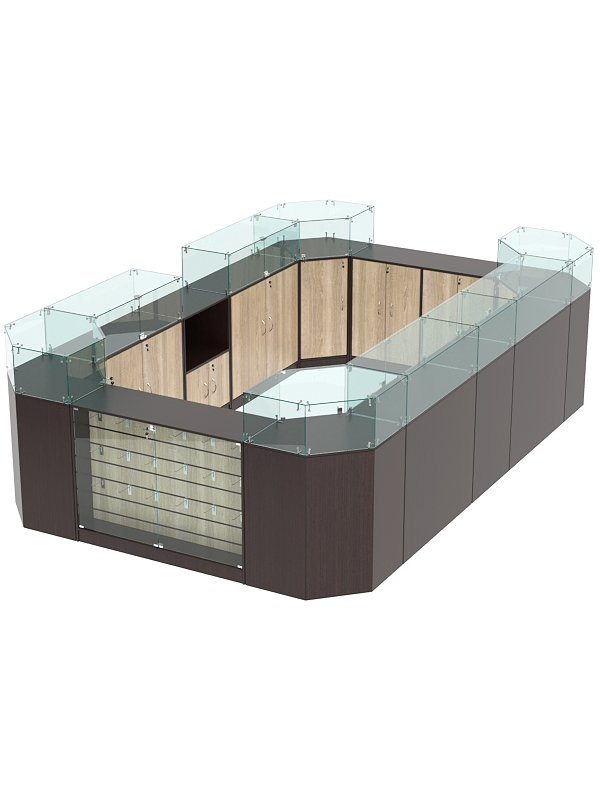 Комплект прилавков ВАЛЕНТИНО №1, Дуб Венге и Дуб Сонома