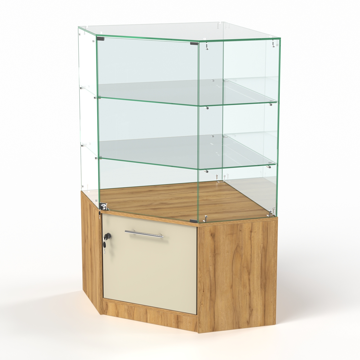 Прилавок ФЕЕРВЕРК №4 пятигранный, Дуб Золотистый и Крем Вайс