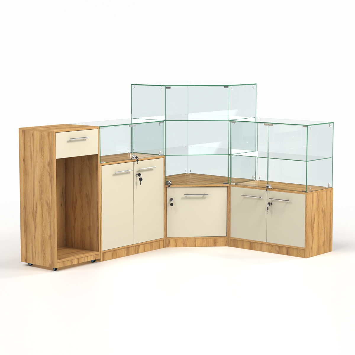 Комплект прилавков ФЕЕРВЕРК №1, Дуб Золотистый и Крем Вайс