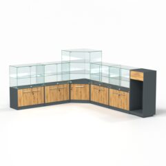 Комплект прилавков ФЕЕРВЕРК №2, Темно-серый и Дуб Золотистый