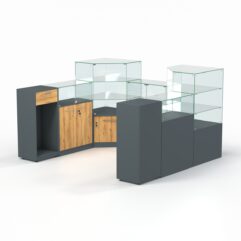 Комплект прилавков ФЕЕРВЕРК №3, Темно-серый и Дуб Золотистый