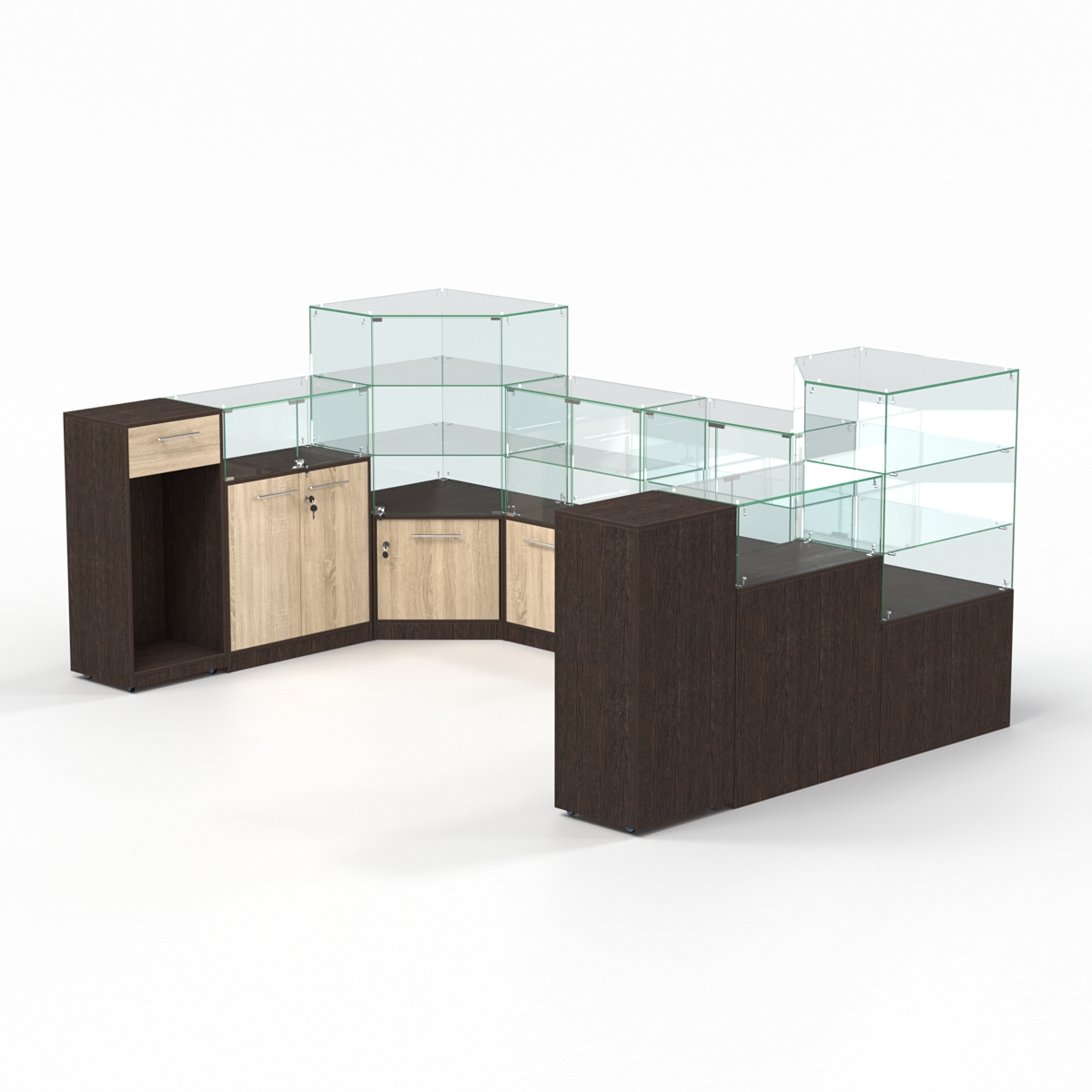 Комплект прилавков ФЕЕРВЕРК №4, Дуб Венге и Дуб Сонома