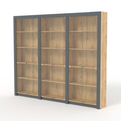 Комплект стеллажей из ДСП Модерн №2А, Дуб Золотистый и Темно-Серый