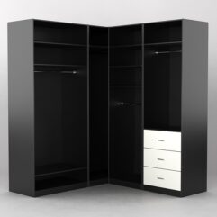 Комплект гардеробных шкафов Комфорт №5, Черный и Белый