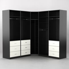 Комплект гардеробных шкафов Комфорт №11, Черный и Белый