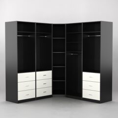 Комплект гардеробных шкафов Комфорт №13, Черный и Белый
