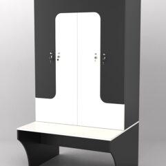 Комплект шкафов для раздевалок со скамейкой ТРЕНЕР №1, Черный и Белый