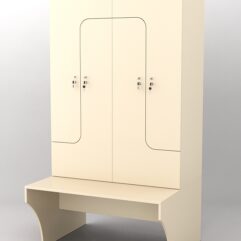 Комплект шкафов для раздевалок со скамейкой ТРЕНЕР №1, Крем Вайс