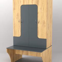 Комплект шкафов для раздевалок со скамейкой ТРЕНЕР №1, Дуб Золотистый и Темно-Серый