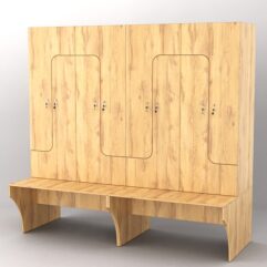 Комплект шкафов для раздевалок со скамейкой ТРЕНЕР №2, Дуб Золотистый