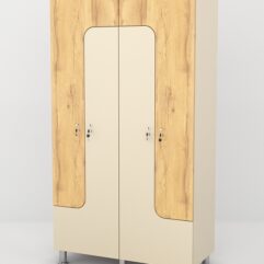 Комплект шкафов для раздевалок ФИТНЕС №1, Крем Вайс и Дуб Золотистый