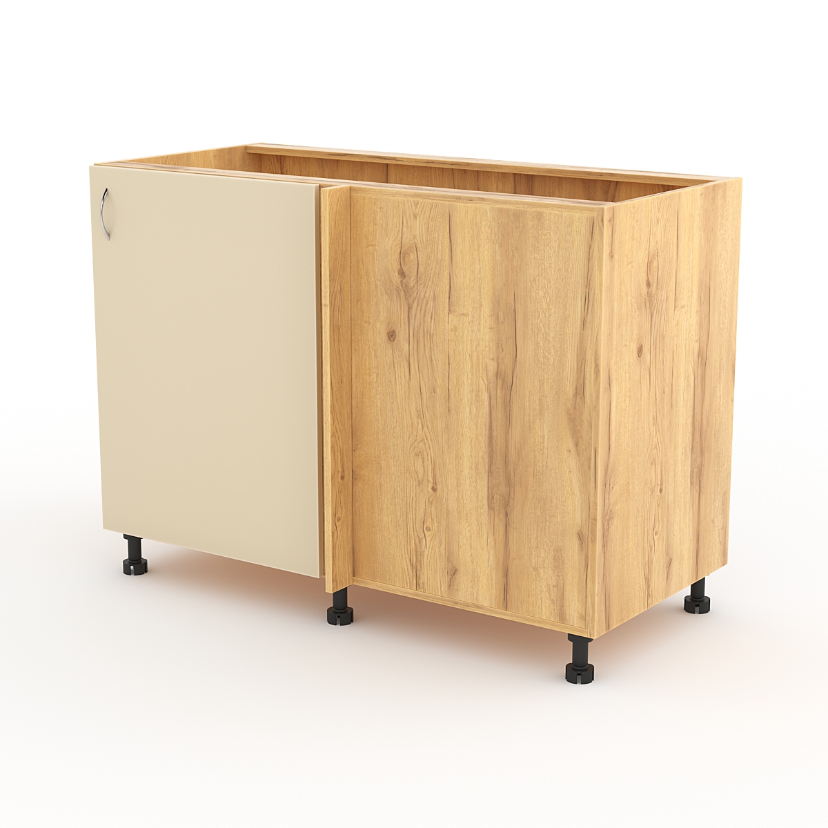 Кухонный шкаф №20А для мойки напольный левосторонний, Дуб Золотистый и Крем Вайс