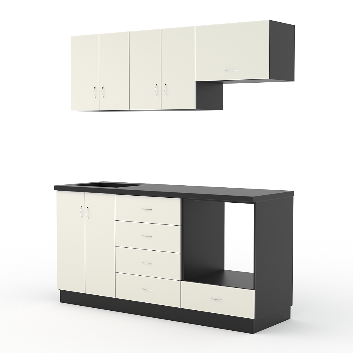 Кухонный гарнитур со столешницей 38мм №2, Черный и Белый
