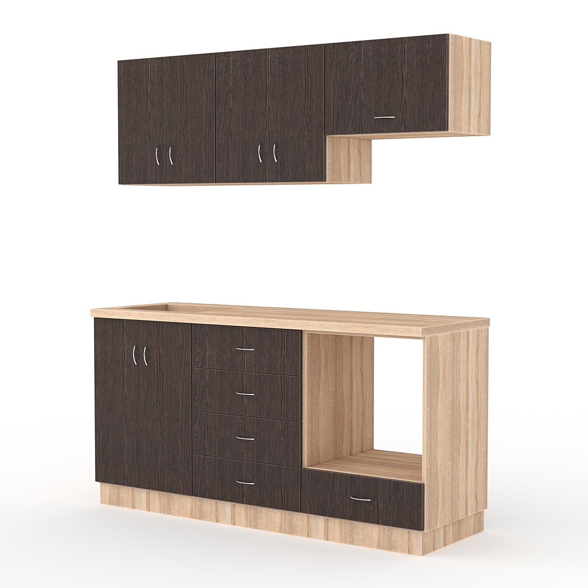 Кухонный гарнитур со столешницей 38мм №2, Дуб Сонома + Дуб Венге