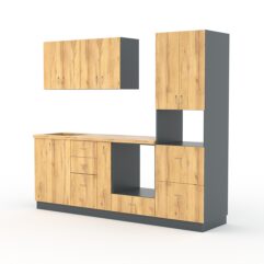 Кухонный гарнитур со столешницей 38мм №3, Темно-серый и Дуб Золотистый