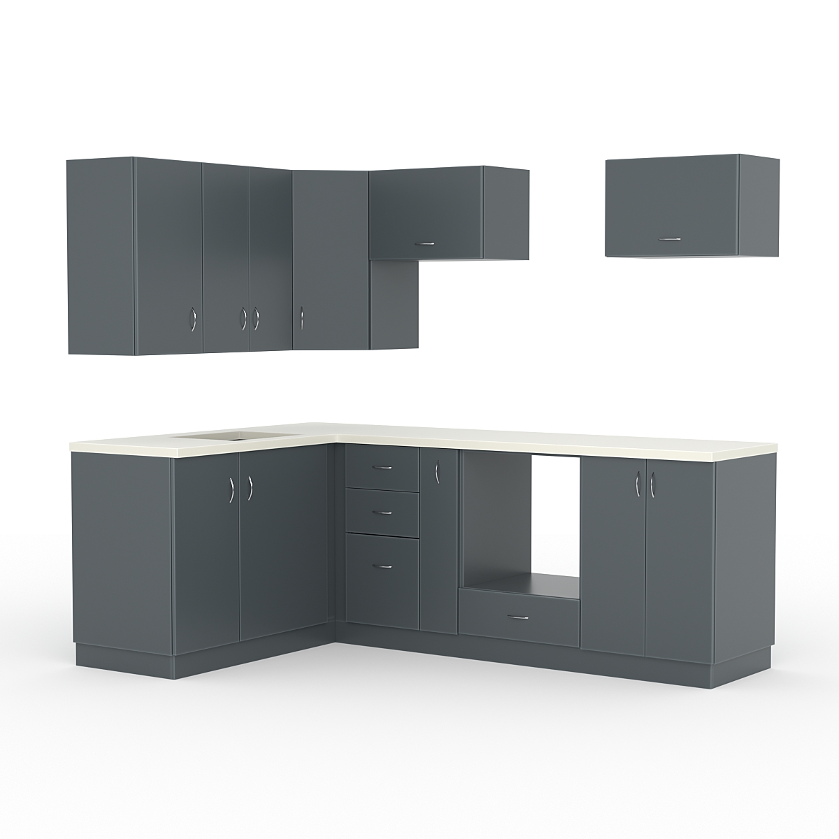 Кухонный гарнитур со столешницей 38мм №6, Темно-Серый