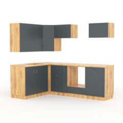 Кухонный гарнитур со столешницей 38мм №6, Дуб Золотистый и Темно-Серый