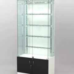 Витрина КАЛЛИСТА №1-1 с регулируемыми навесными элементами (задняя стенка - ДСП), Белый и Черный