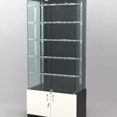 Витрина КАЛЛИСТА №1-1 с регулируемыми навесными элементами (задняя стенка - ДСП), Черный и Белый