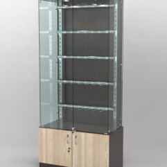 Витрина КАЛЛИСТА №1-1 с регулируемыми навесными элементами (задняя стенка - ДСП), Дуб Венге и Дуб Сонома