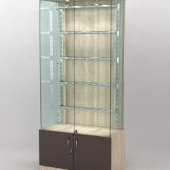 Витрина КАЛЛИСТА №1-1 с регулируемыми навесными элементами (задняя стенка - ДСП), Дуб Сонома + Дуб Венге