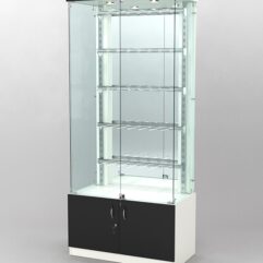 Витрина КАЛЛИСТА №1-2 с регулируемыми навесными элементами (задняя стенка - зеркало), Белый и Черный