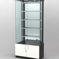 Витрина КАЛЛИСТА №1-2 с регулируемыми навесными элементами (задняя стенка - зеркало), Черный и Белый